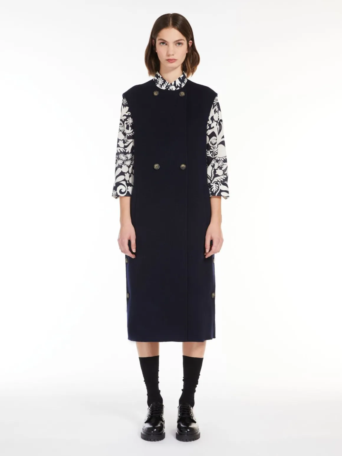 Double-breasted wool coat