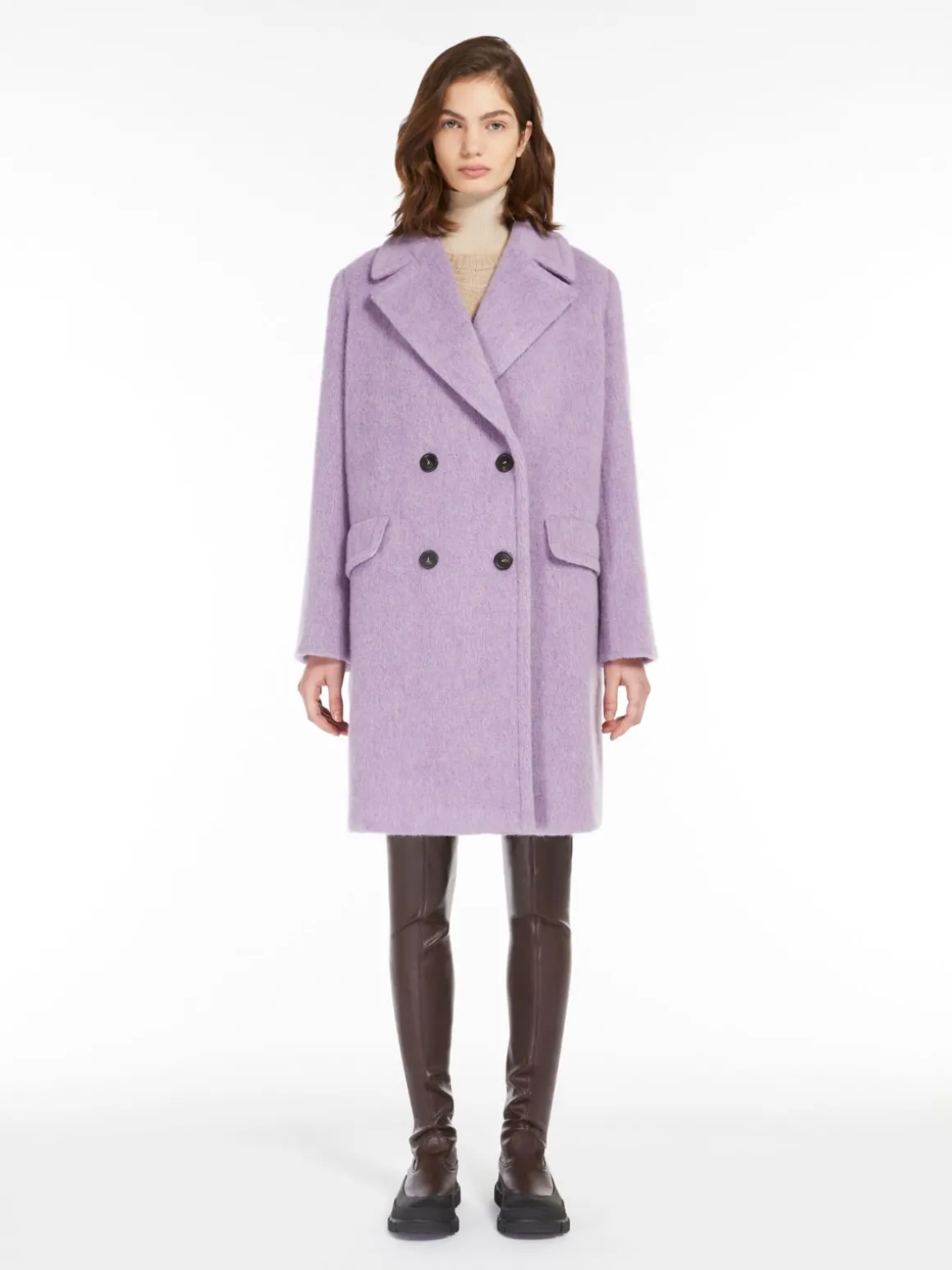 Double-breasted wool-blend coat