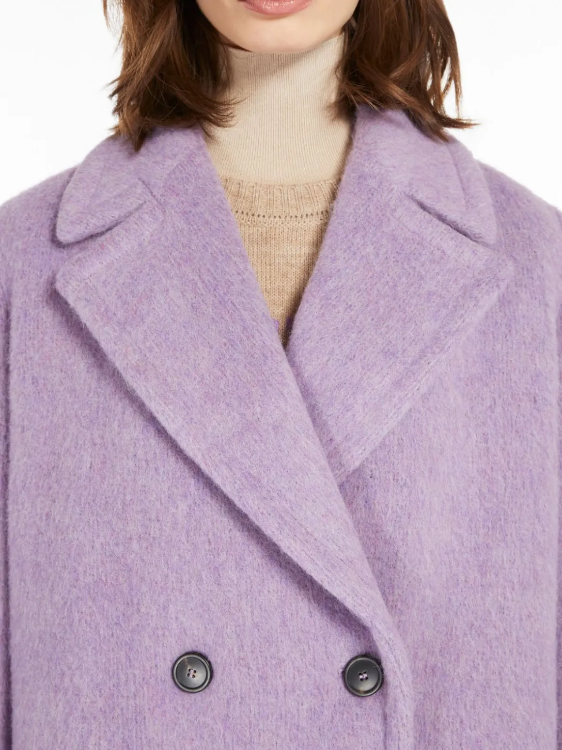 Double-breasted wool-blend coat