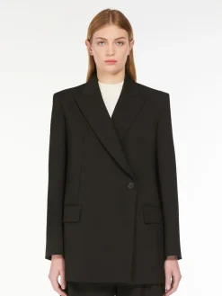 Double-breasted woollen cloth blazer
