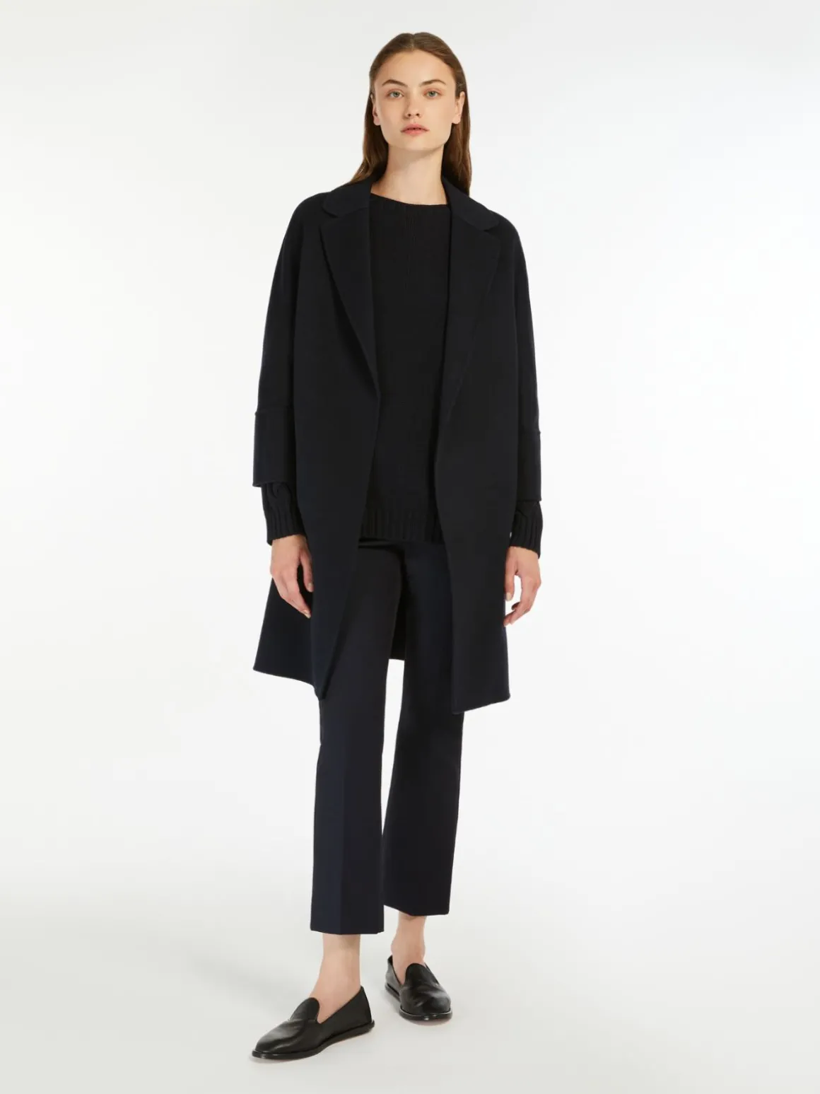Double-faced short wool coat