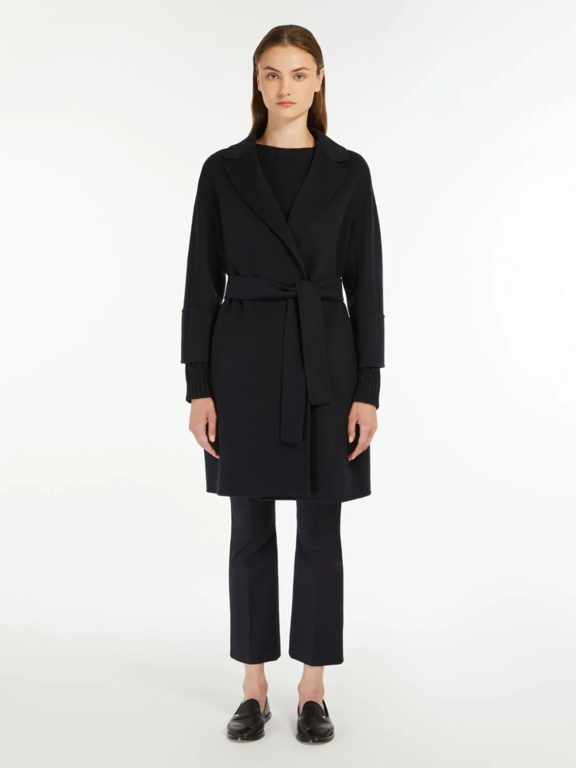 Double-faced short wool coat