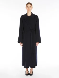 Double-faced wool coat with belt