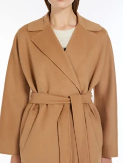 Double-faced wool-blend robe coat