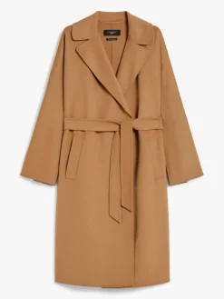 Double-faced wool-blend robe coat