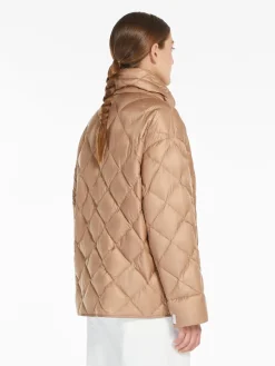 Down jacket in iridescent water-repellent canvas
