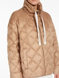 Down jacket in iridescent water-repellent canvas
