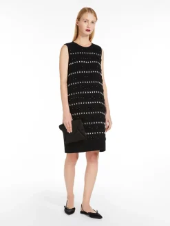 Embroidered cady boxy dress