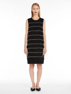 Embroidered cady boxy dress