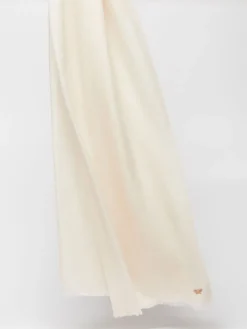 Embroidered logo-decorated wool stole
