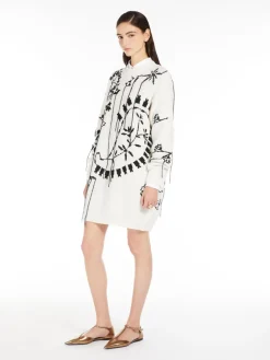 Embroidered wool and cashmere dress
