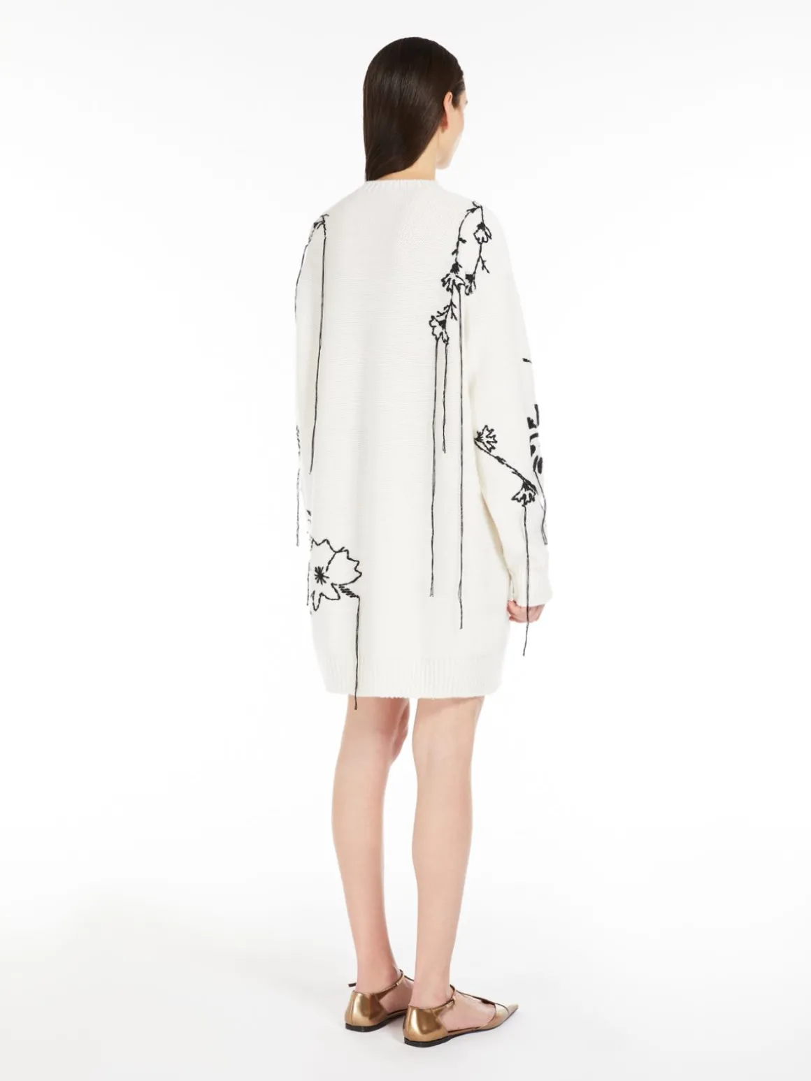 Embroidered wool and cashmere dress