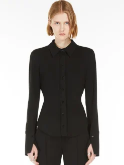 Fitted crêpe jersey shirt