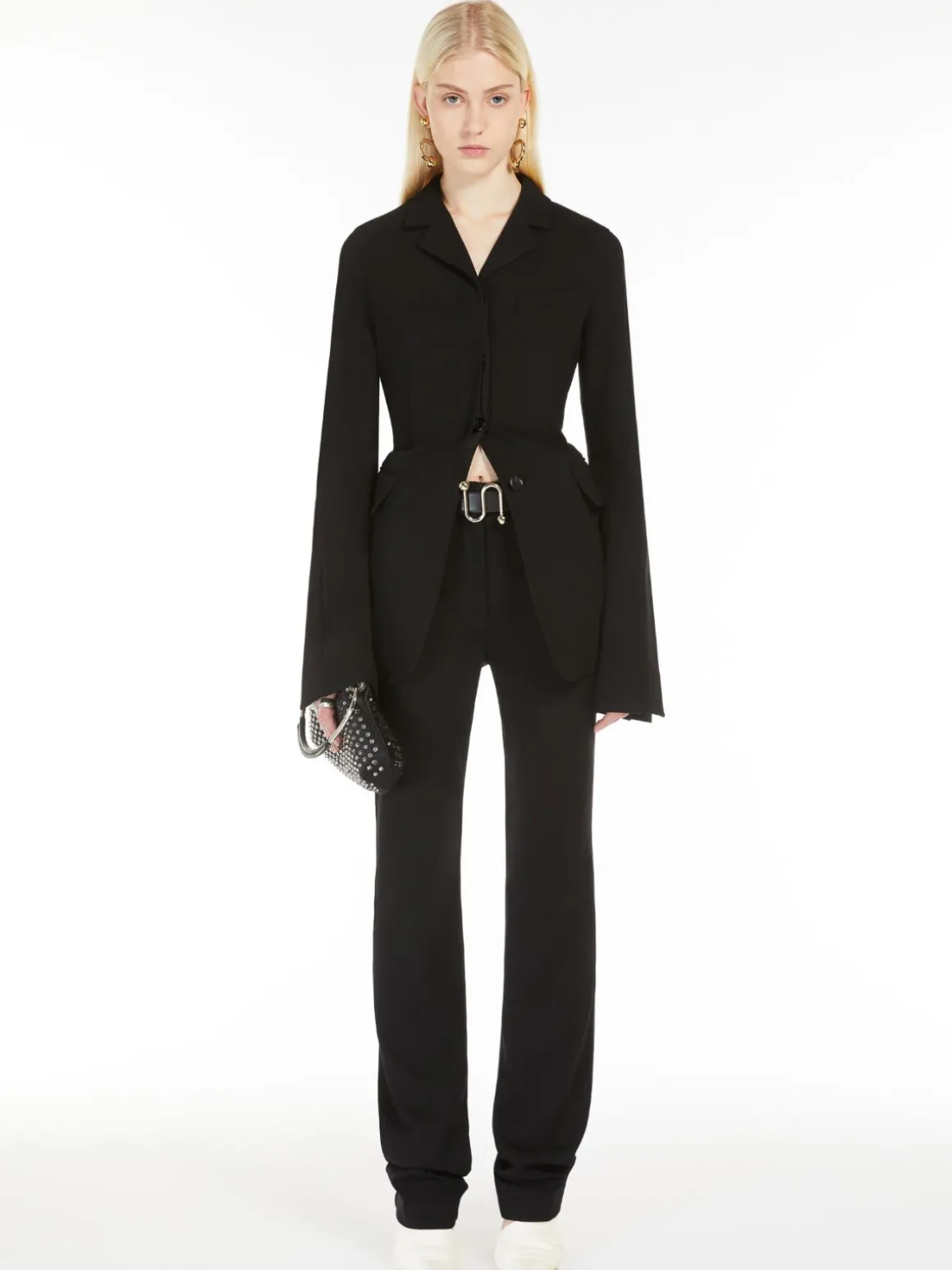 Fitted trousers in crêpe jersey
