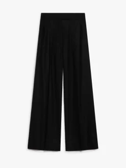 Flannel wide-leg trousers