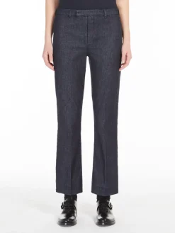 Flared denim trousers