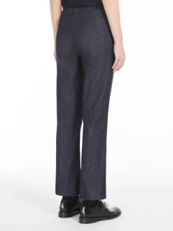 Flared denim trousers