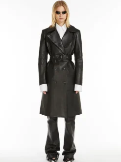 Flared 5-pocket Nappa leather trousers