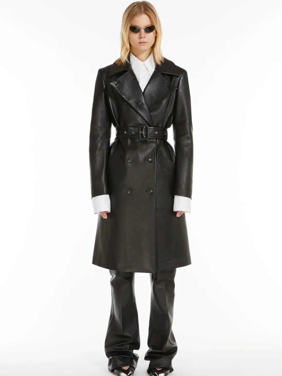 Flared 5-pocket Nappa leather trousers