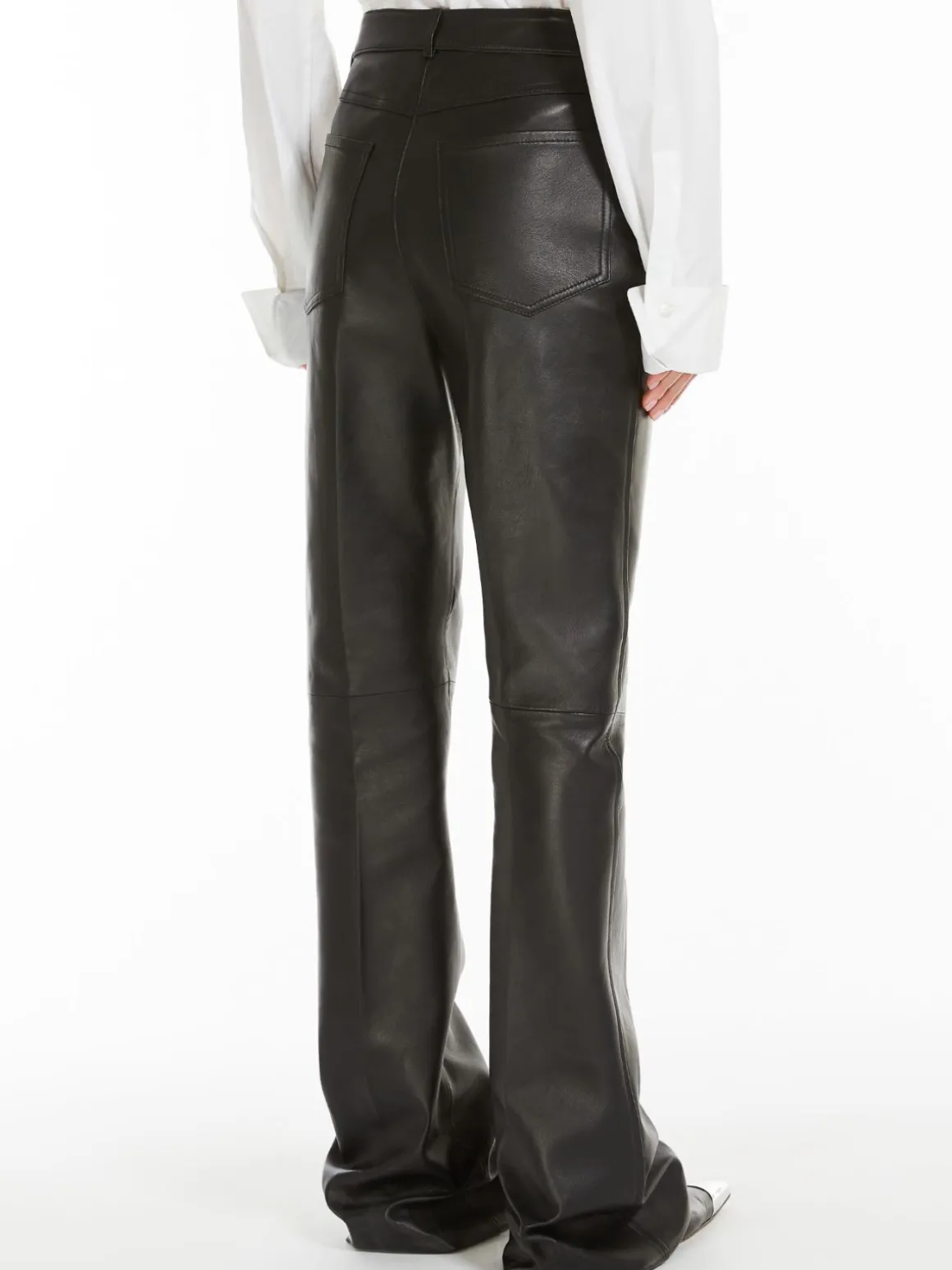 Flared 5-pocket Nappa leather trousers
