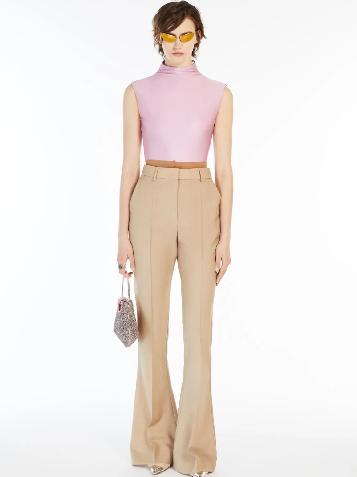Flared slim-fit trousers