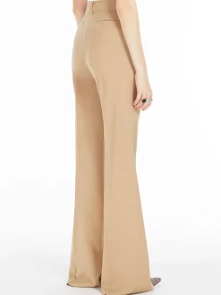Flared stretch wool trousers