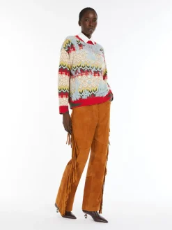 Flared suede trousers