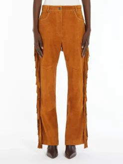 Flared suede trousers