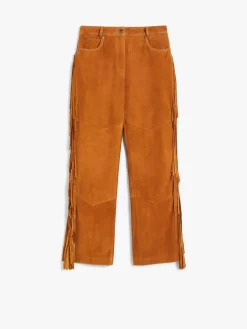 Flared suede trousers