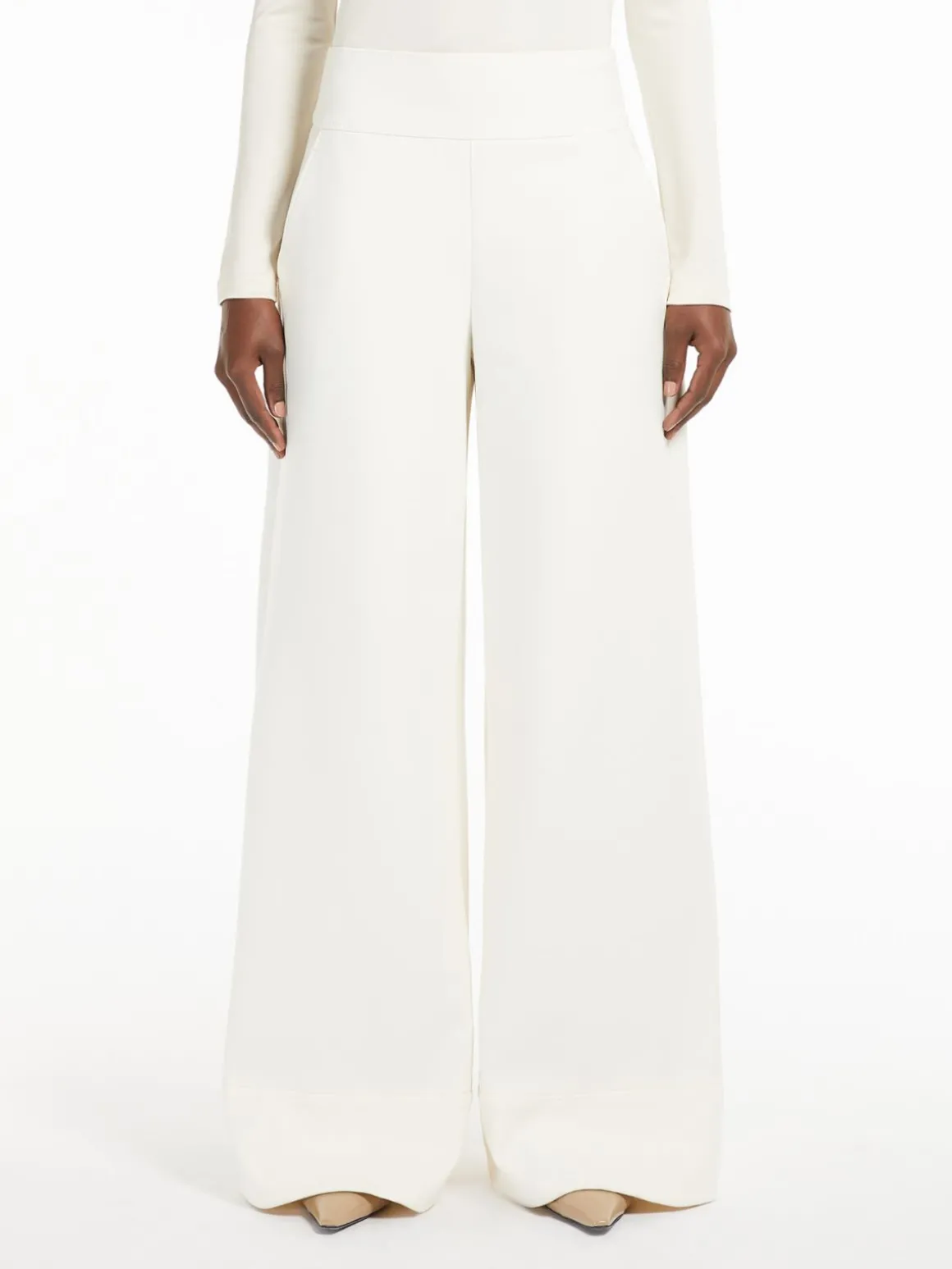 Flared technical jersey trousers