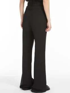 Flared trousers with a branded double belt