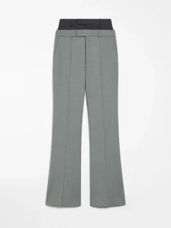 Flared trousers with a branded double belt