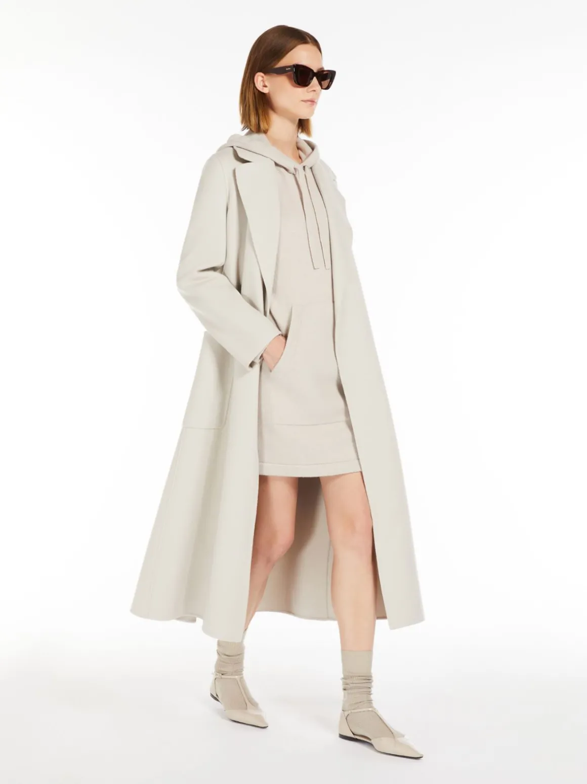 Flared wool coat