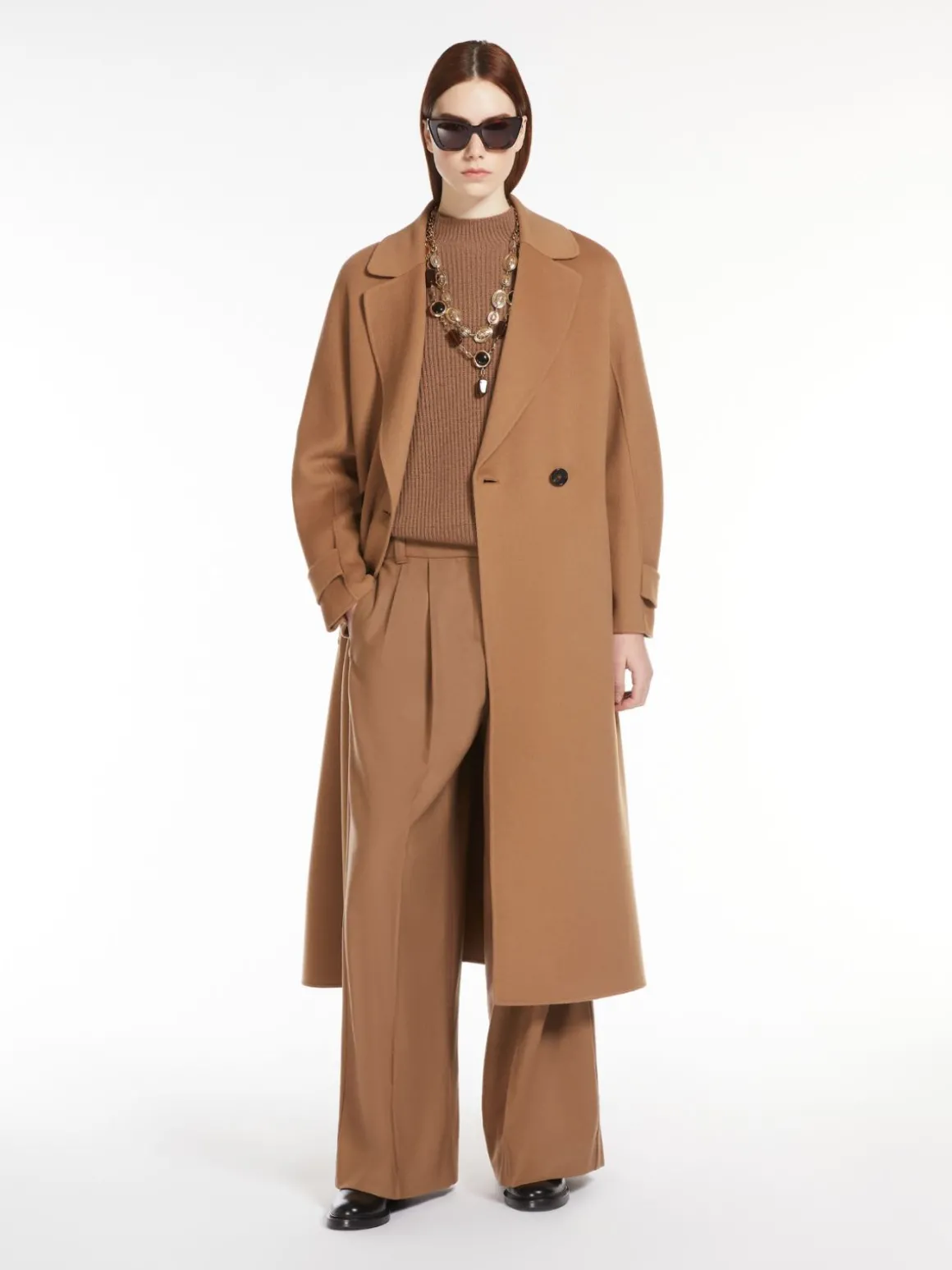 Flared wool coat