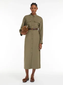 Gabardine wool shirt dress