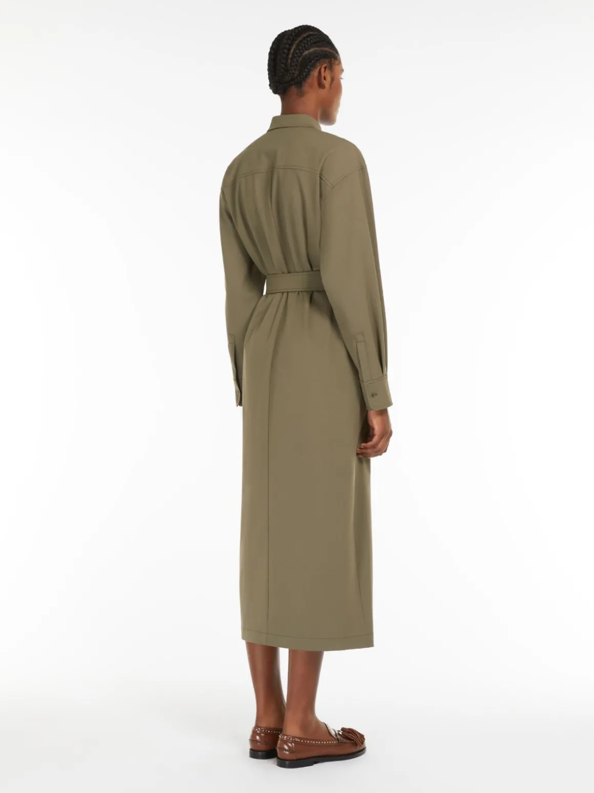 Gabardine wool shirt dress