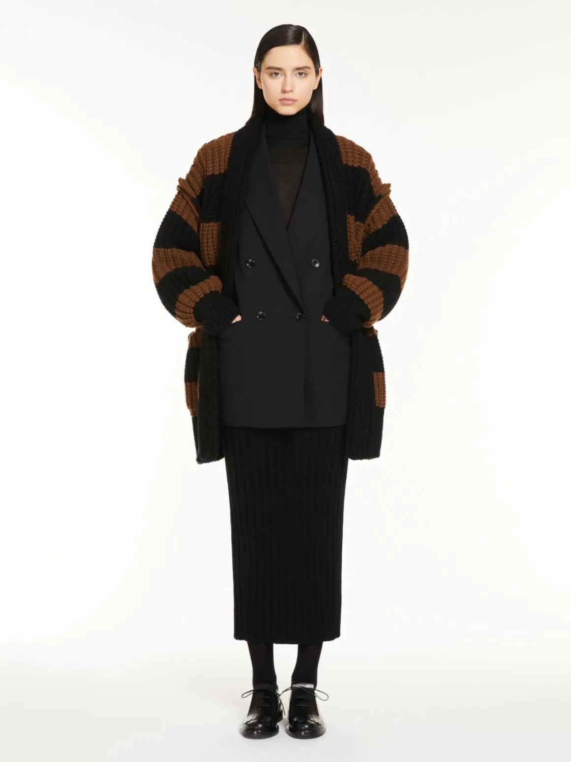 Gabardine wool straight blazer