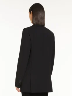 Gabardine wool straight blazer