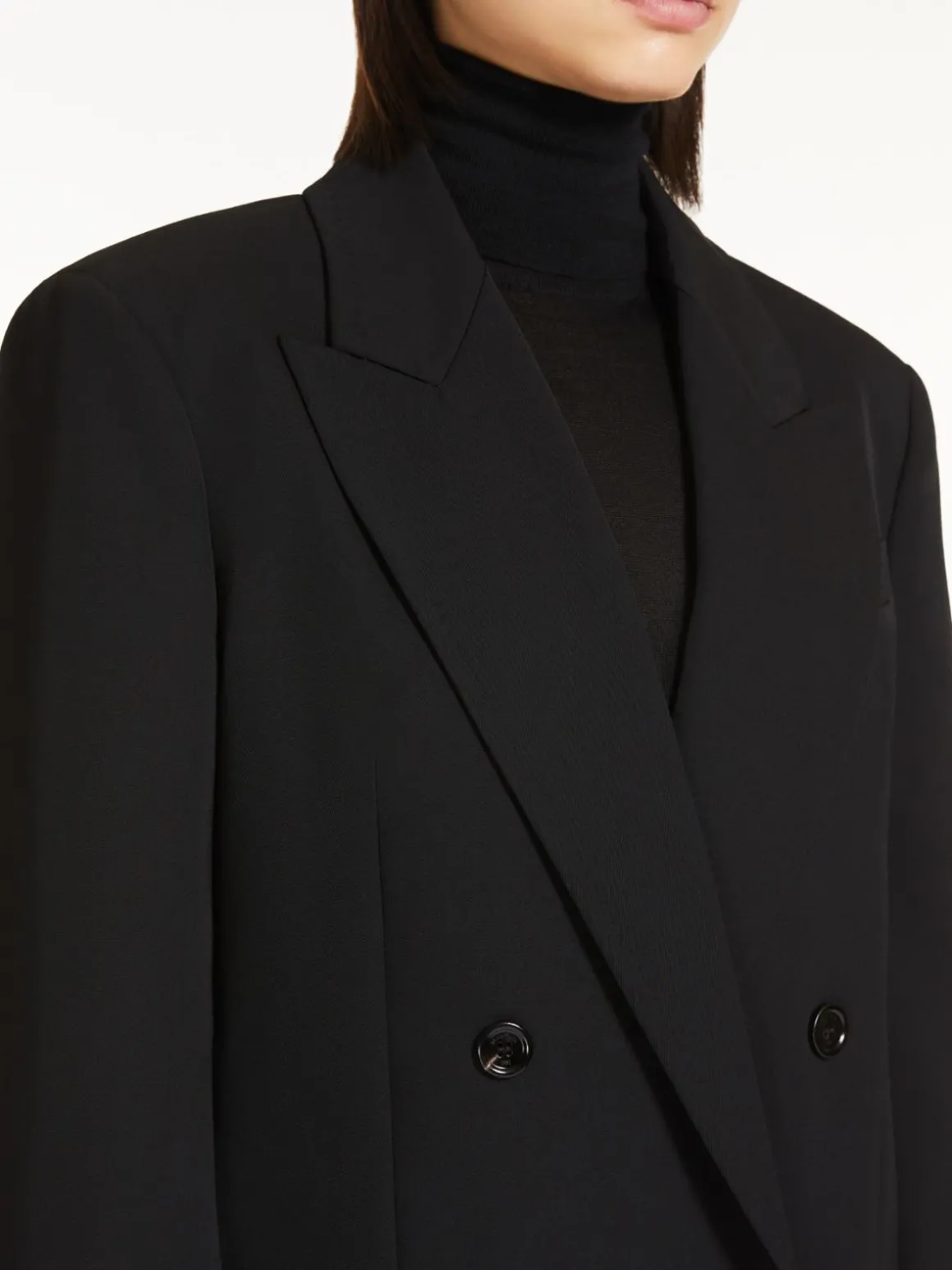 Gabardine wool straight blazer