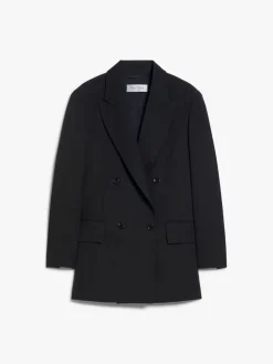Gabardine wool straight blazer