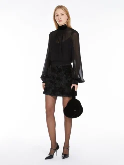 Georgette polo-neck blouse