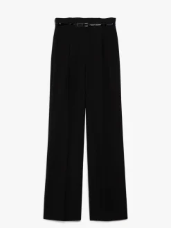 High-waisted wool trousers