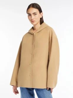 Hooded wool coat
