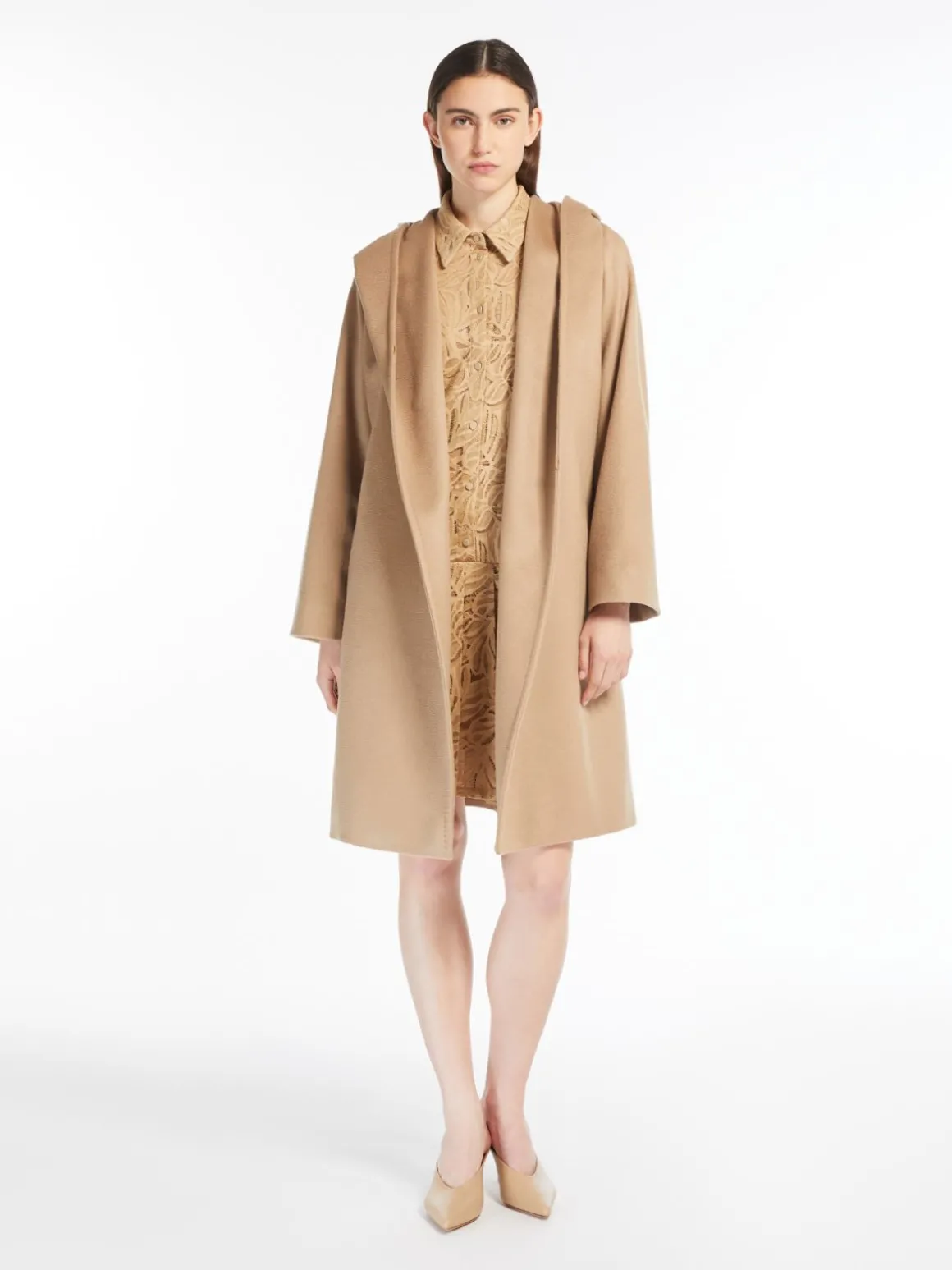 Hooded wool coat