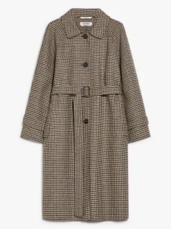 Houndstooth wool coat
