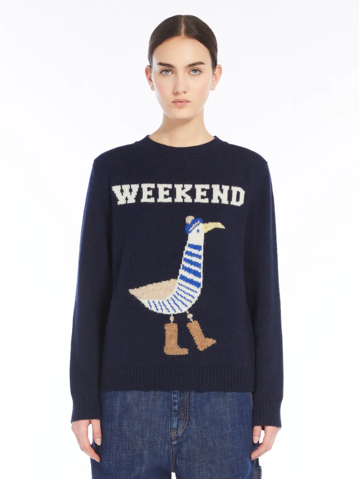 Inlaid alpaca and wool sweater