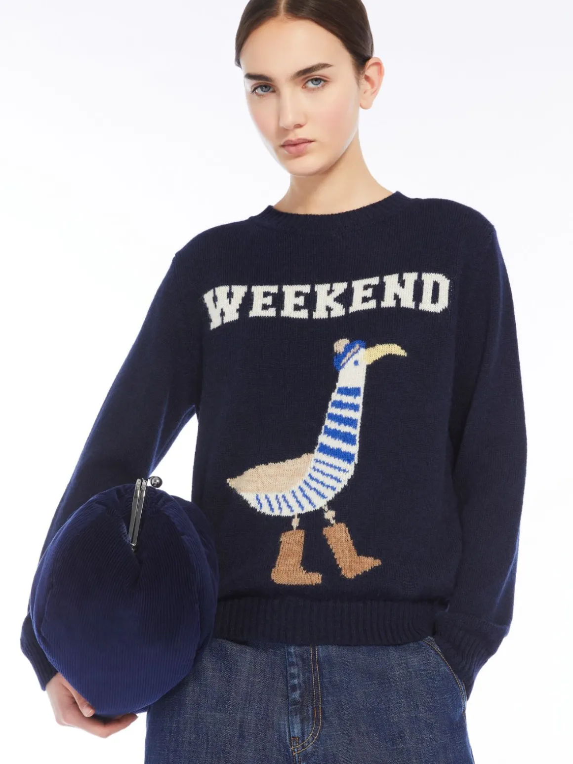Inlaid alpaca and wool sweater