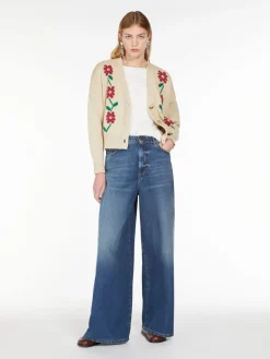 Inlay-detail cotton cardigan