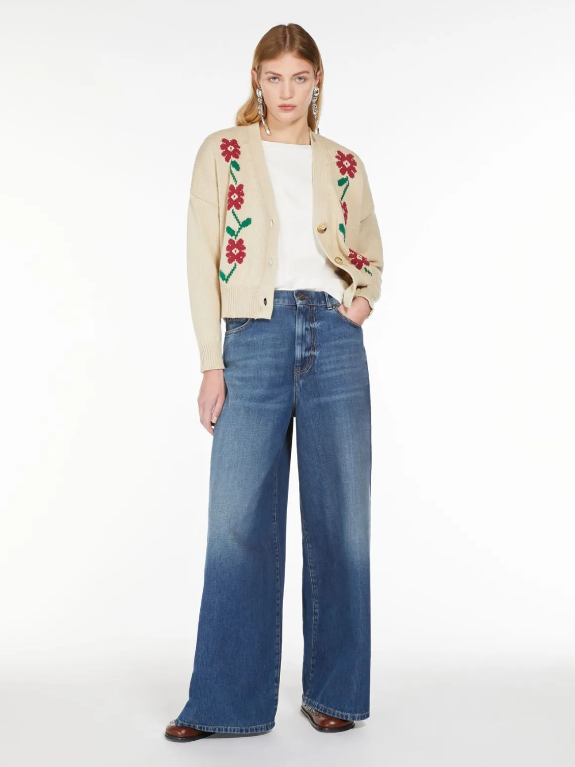 Inlay-detail cotton cardigan