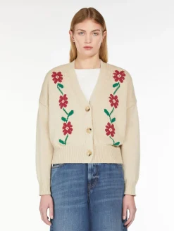Inlay-detail cotton cardigan